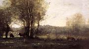 Three Cows at the Pond Jean Baptiste Camille  Corot
